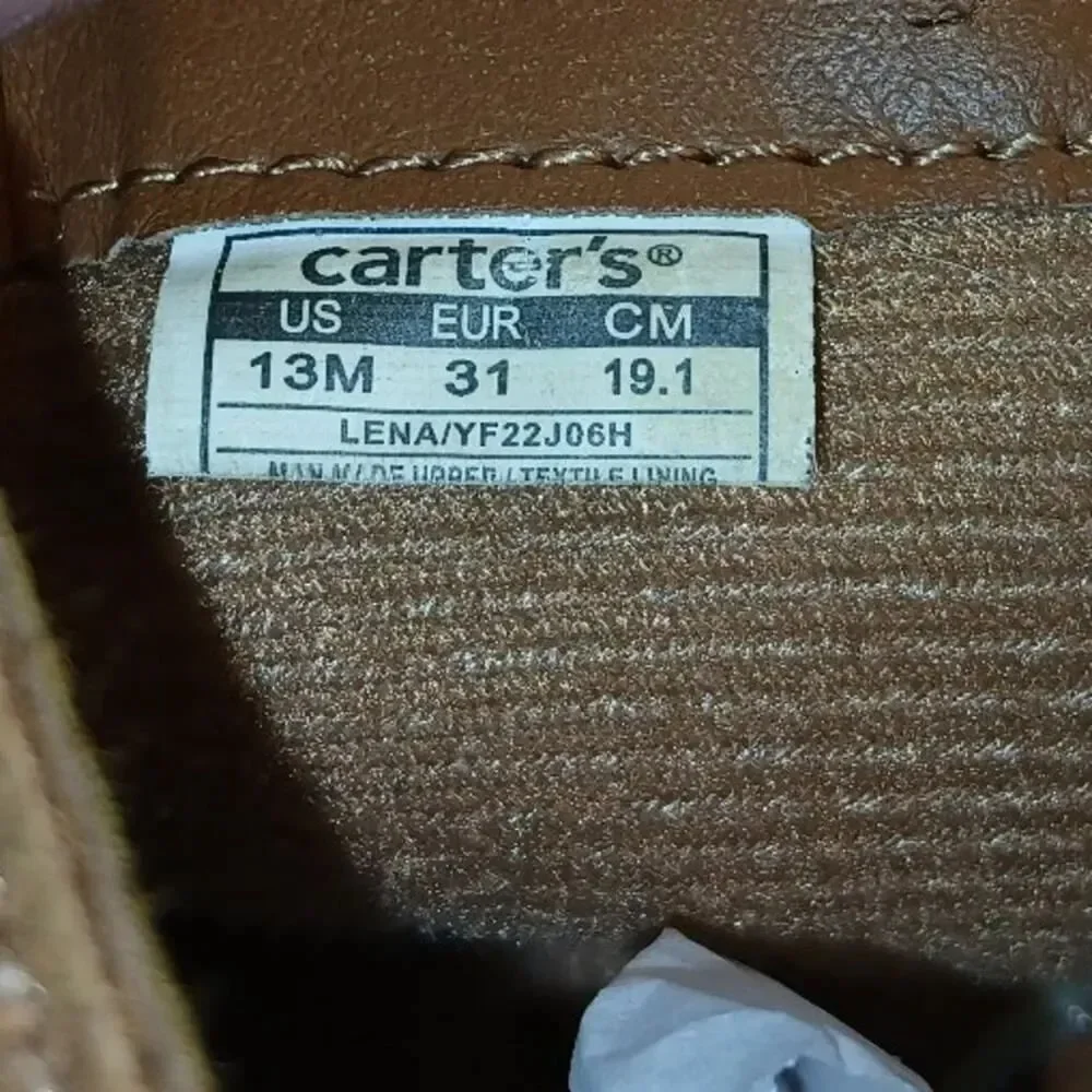 Carter's Toddler Girls Brown Ankle Boots with Heart Buckle - Size 13M